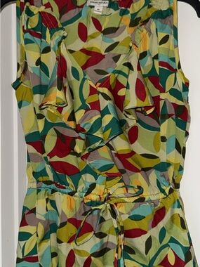 Banana Republic Leaf-Print Sleeveless Ruffle-Front Jumpsuit in Green Multi